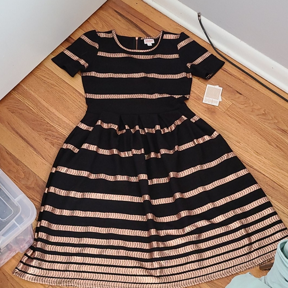 Gold and black lularoe dress